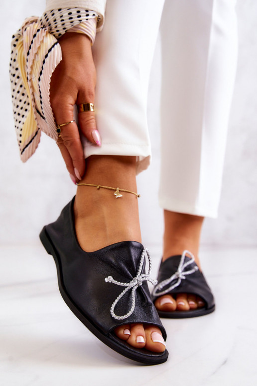 Leather Women's Ballerinas Nicole 2660/001 Black Leather Women's Ballerinas Nicole 2660/001 Black