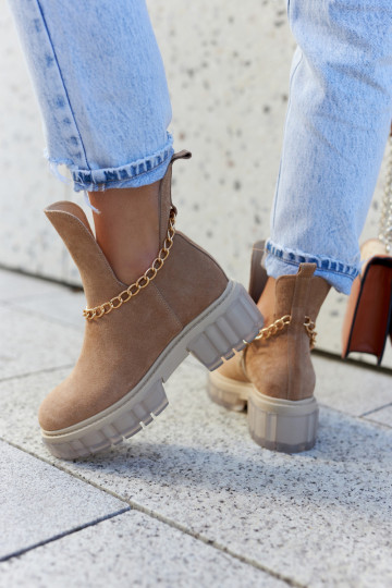 Modne Zamszowe BotkiwithWycięciem Camel Lemar Forget Me 2