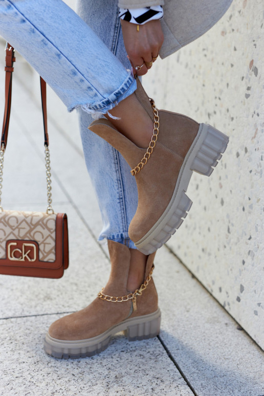 Fashionable Suede Booties With A Cut Camel Forget Me Fashionable Suede Booties With A Cut Camel Forget Me