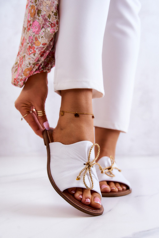 Zazoo Leather 2659 Women's White Slippers Zazoo Leather 2659 Women's White Slippers