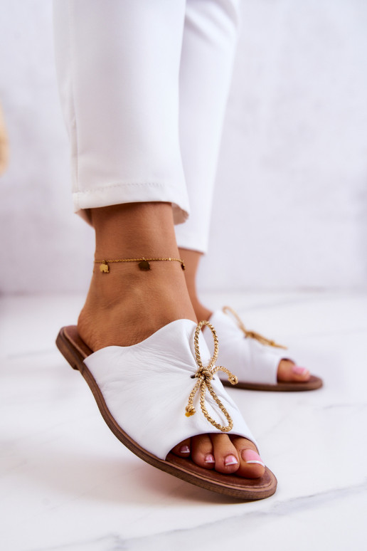 Zazoo Leather 2659 Women's White Slippers Zazoo Leather 2659 Women's White Slippers