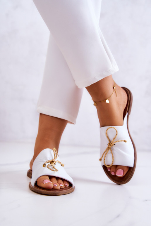 Zazoo Leather 2659 Women's White Slippers Zazoo Leather 2659 Women's White Slippers