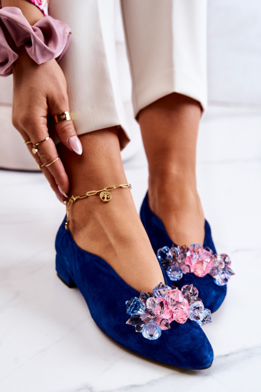 Elegant Suede Shoes With Decoration Navy McQueen Elegant Suede Shoes With Decoration Navy McQueen