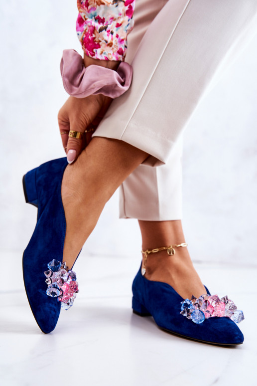 Elegant Suede Shoes With Decoration Navy McQueen Elegant Suede Shoes With Decoration Navy McQueen