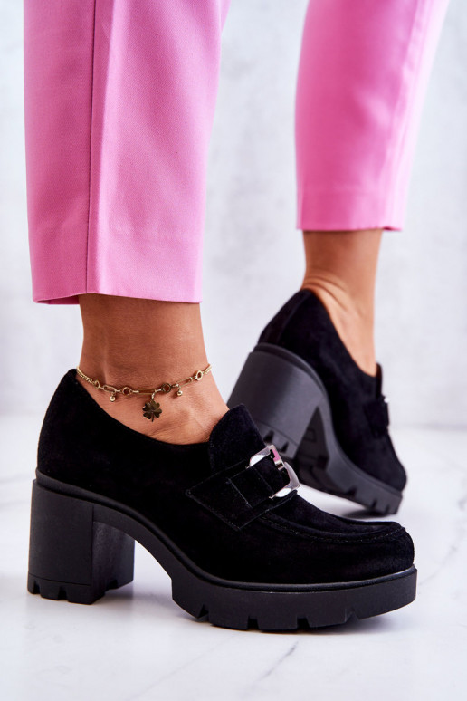 Elegant shoes on a pillar with a dark decoration Black Harmell
