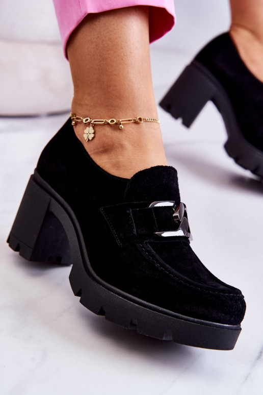 Elegant shoes on a pillar with a dark decoration Black Harmell