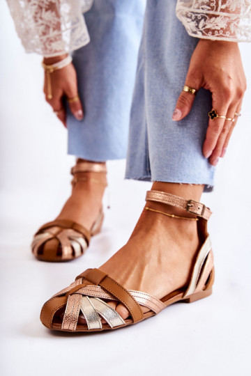 Leather Women's Sandals Maciejka 01924-32 Gold-Brown 2