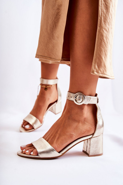 Leather High Heel Sandals Maciejka 04141-42 Gold Leather High Heel Sandals Maciejka 04141-42 Gold