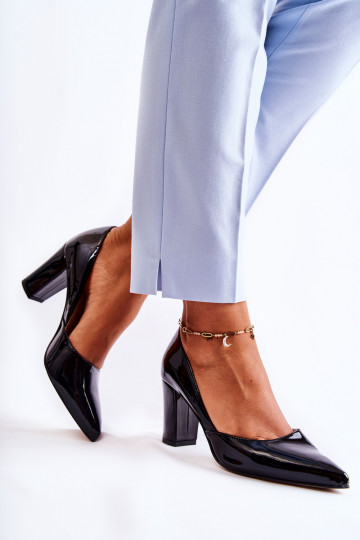 Fashionable Laquered Pumps On A Bar Black Emotion