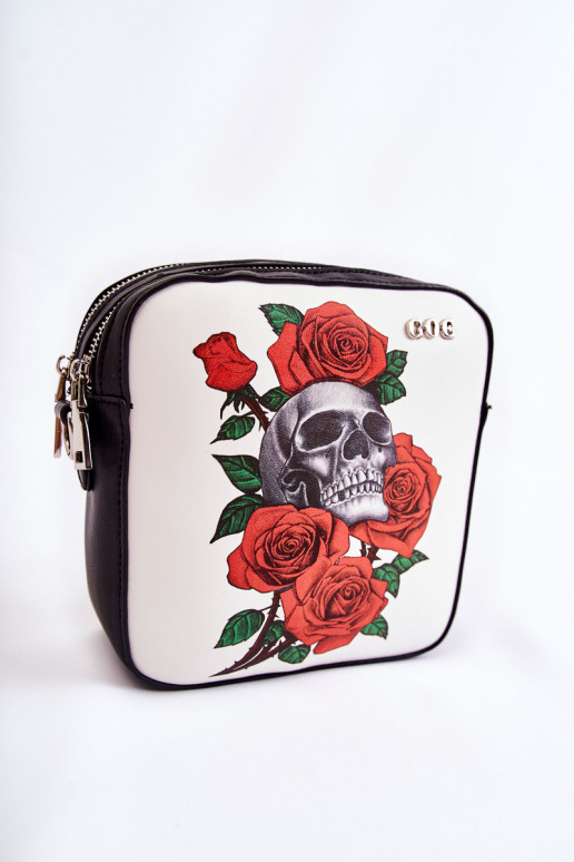 Leather Messenger Bag W Pattern GOE ZNJ012 Black and White Leather Messenger Bag W Pattern GOE ZNJ012 Black and White