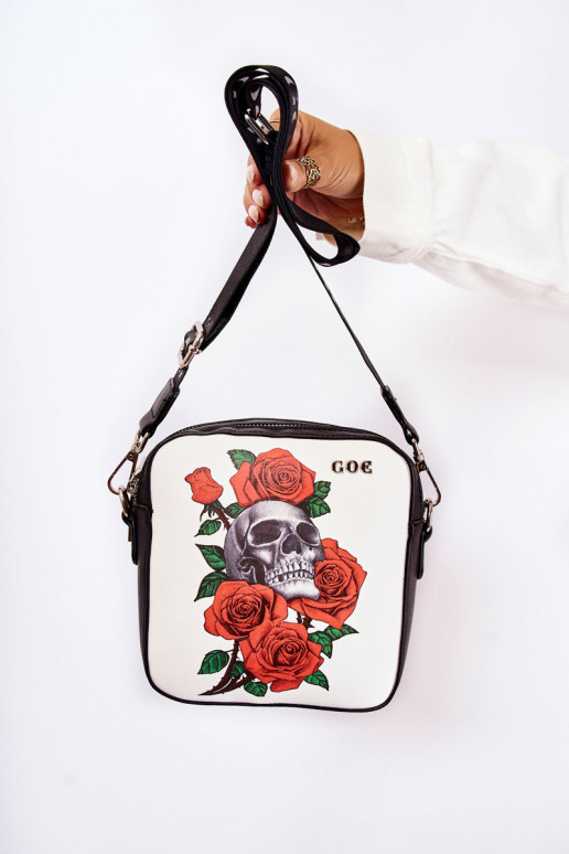Leather Messenger Bag W Pattern GOE ZNJ012 Black and White Leather Messenger Bag W Pattern GOE ZNJ012 Black and White
