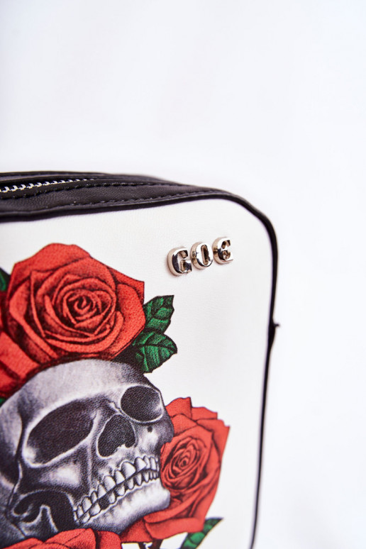 Leather Messenger Bag W Pattern GOE ZNJ012 Black and White Leather Messenger Bag W Pattern GOE ZNJ012 Black and White