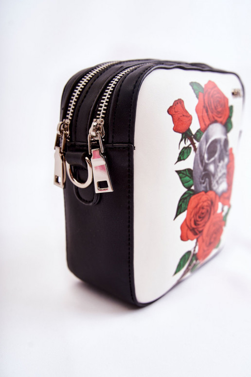 Leather Messenger Bag W Pattern GOE ZNJ012 Black and White Leather Messenger Bag W Pattern GOE ZNJ012 Black and White