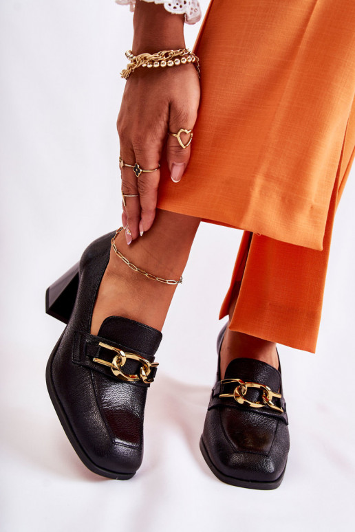 Leather Pumps With Chain Laura Messi 2515 Black Leather Pumps With Chain Laura Messi 2515 Black