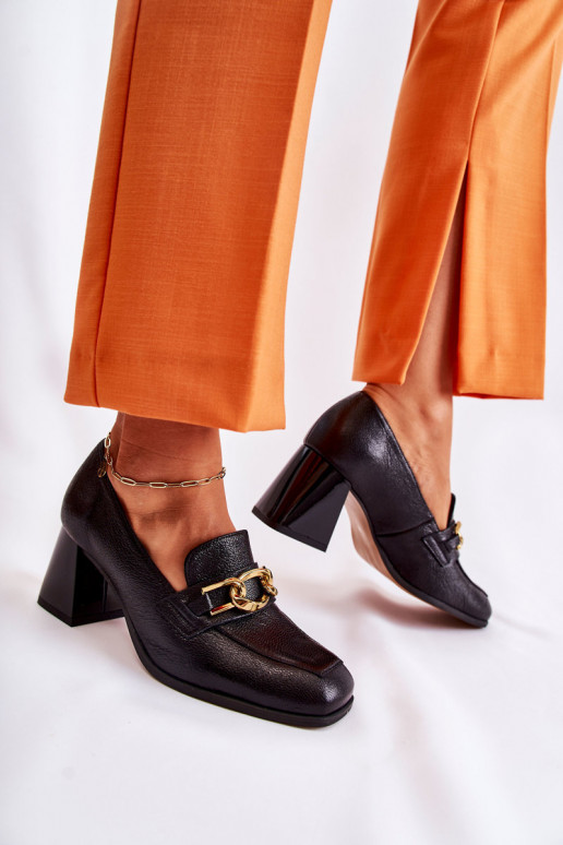 Leather Pumps With Chain Laura Messi 2515 Black Leather Pumps With Chain Laura Messi 2515 Black