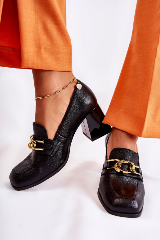 Leather Pumps With Chain Laura Messi 2515 Black Leather Pumps With Chain Laura Messi 2515 Black