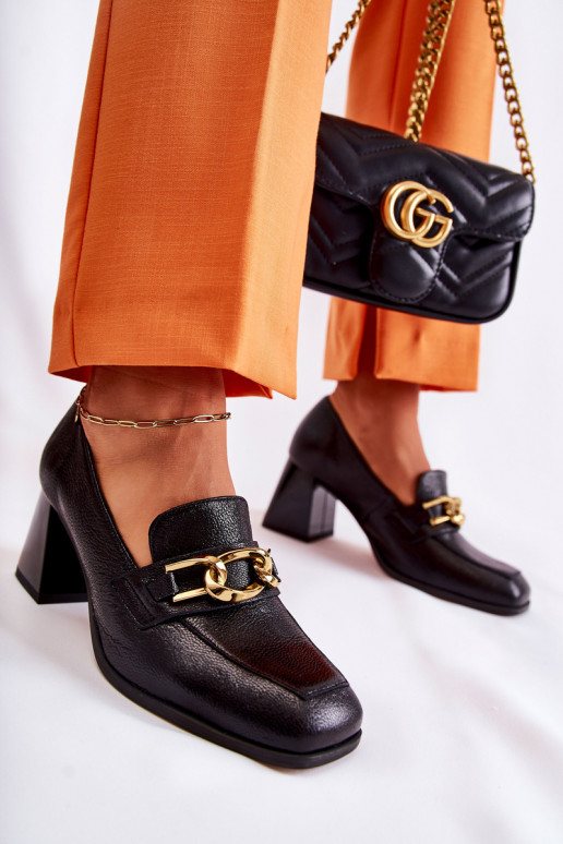 Leather Pumps With Chain Laura Messi 2515 Black Leather Pumps With Chain Laura Messi 2515 Black