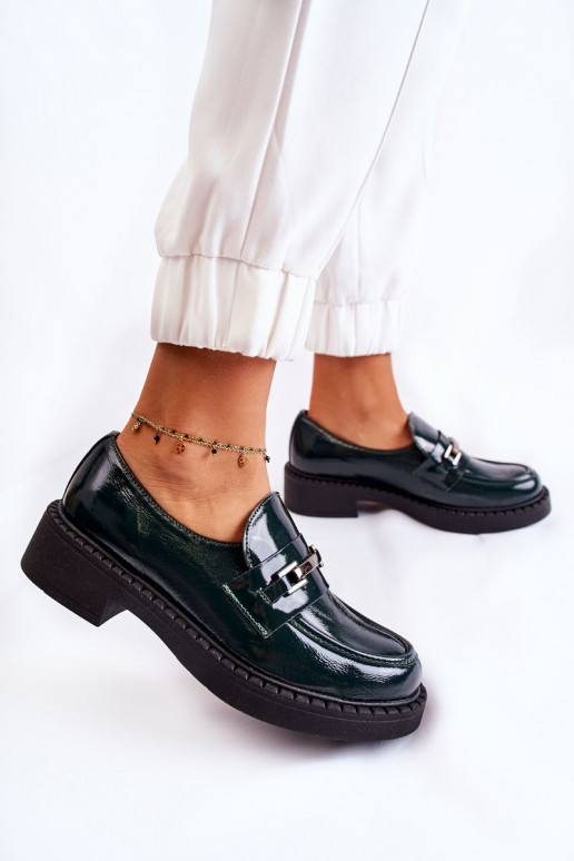 Lacquered Shoes With Silver Ornament Green Hestill Lacquered Shoes With Silver Ornament Green Hestill