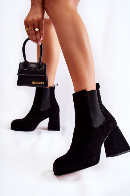 Suede Boots On Massive Heel Laura Messi 2519 Black Suede Boots On Massive Heel Laura Messi 2519 Black