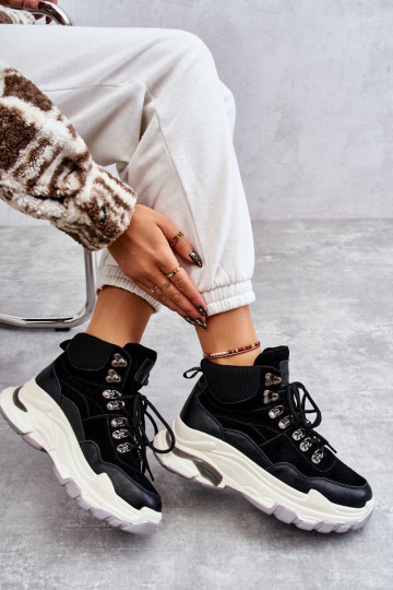 Damskie Wysokie Buty Sportowe GOE KK2N4098 Czarne 2