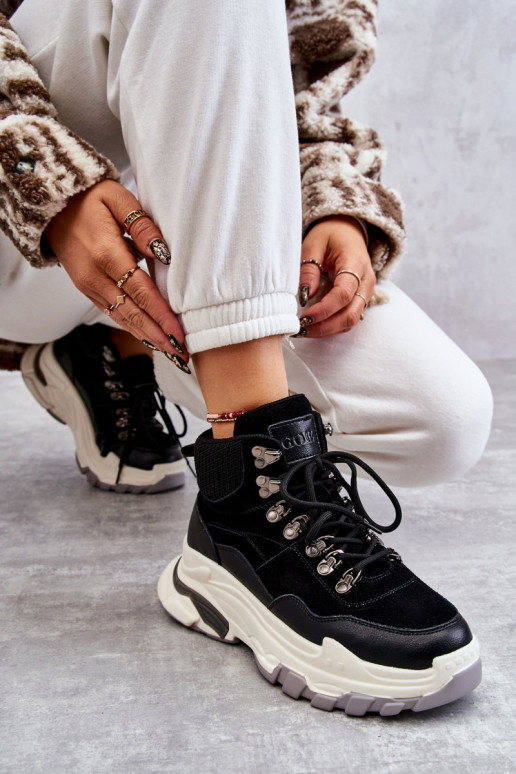 Damskie Wysokie Buty Sportowe GOE KK2N4098 Czarne