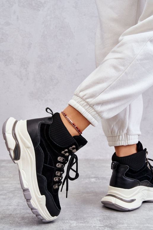 Damskie Wysokie Buty Sportowe GOE KK2N4098 Czarne