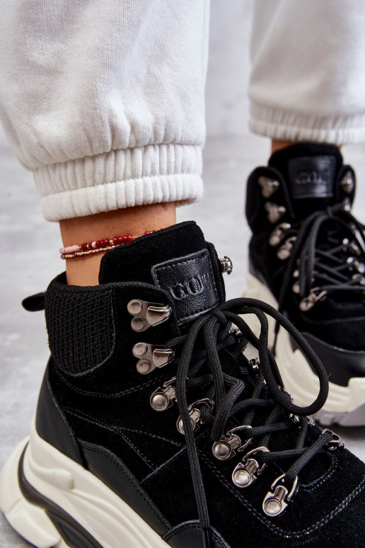 Damskie Wysokie Buty Sportowe GOE KK2N4098 Czarne