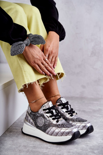 Women's Sport Shoes On Wedge GOE KK2N4083 Silver 2