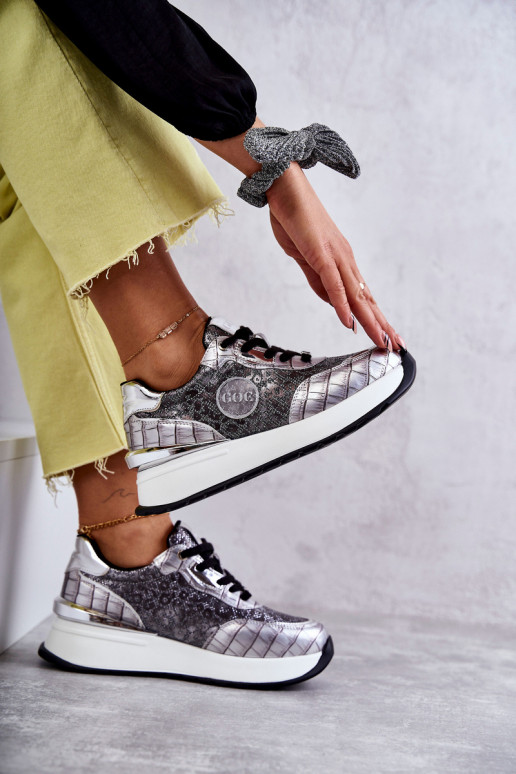 Women's Sport Shoes On Wedge GOE KK2N4083 Silver Women's Sport Shoes On Wedge GOE KK2N4083 Silver