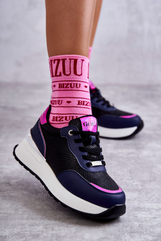 Women's Sport Shoes On Wedge GOE KK2N4081 black and Navy blue Women's Sport Shoes On Wedge GOE KK2N4081 black and Navy blue