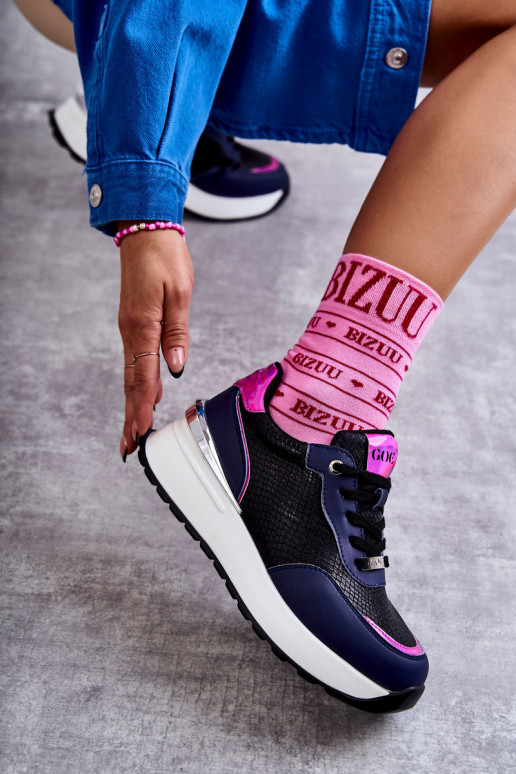 Women's Sport Shoes On Wedge GOE KK2N4081 black and Navy blue Women's Sport Shoes On Wedge GOE KK2N4081 black and Navy blue