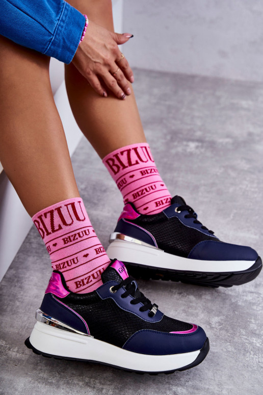 Women's Sport Shoes On Wedge GOE KK2N4081 black and Navy blue Women's Sport Shoes On Wedge GOE KK2N4081 black and Navy blue