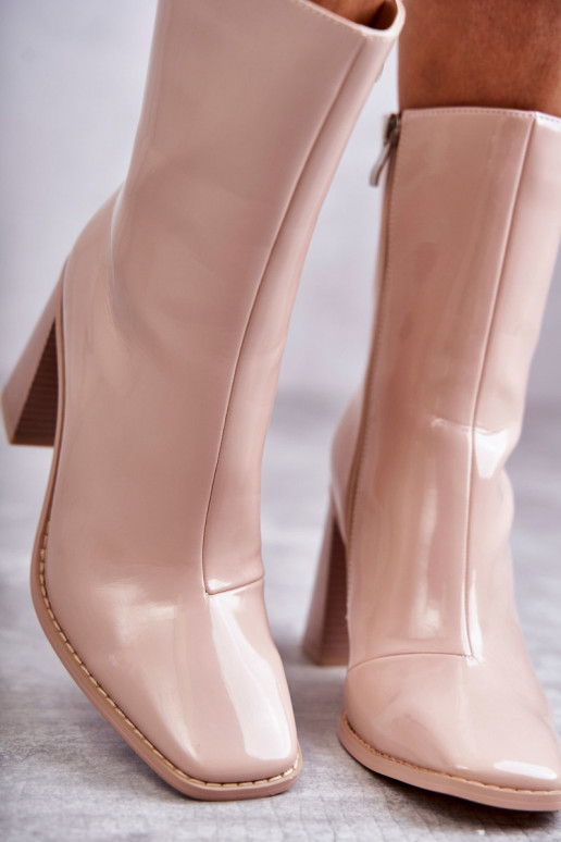 Women's Patent Leather Boots Beige Margit Women's Patent Leather Boots Beige Margit