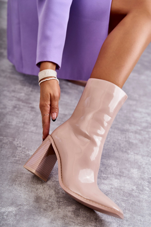 Women's Patent Leather Boots Beige Margit Women's Patent Leather Boots Beige Margit