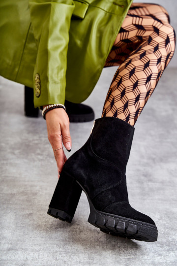 Suede Boots On Heel Black Elia 2