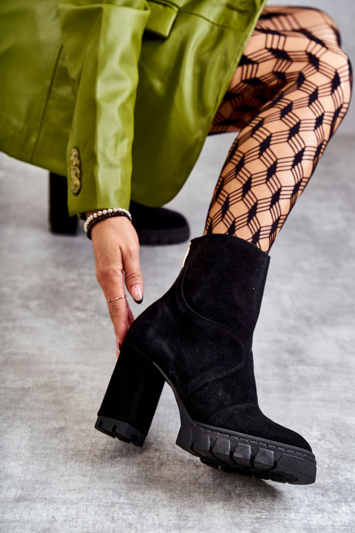 Suede Boots On Heel Black Elia Suede Boots On Heel Black Elia