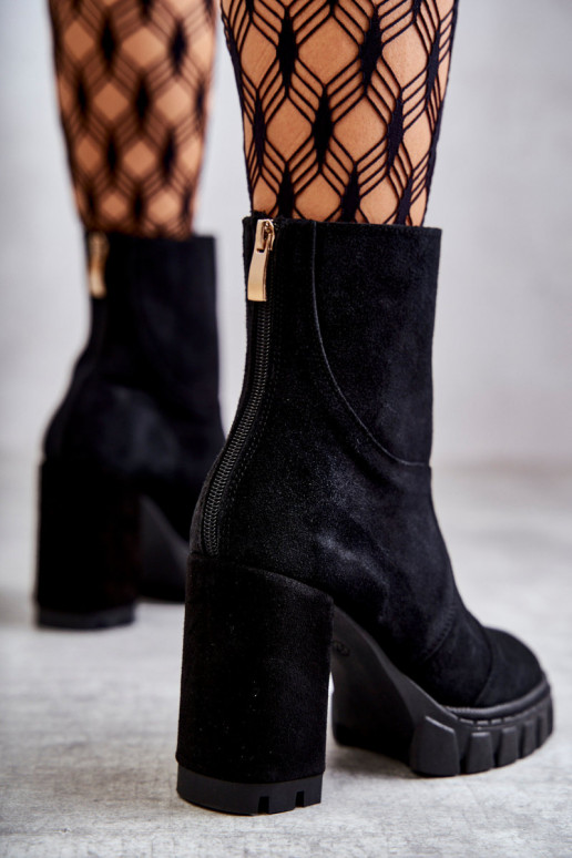 Suede Boots On Heel Black Elia Suede Boots On Heel Black Elia