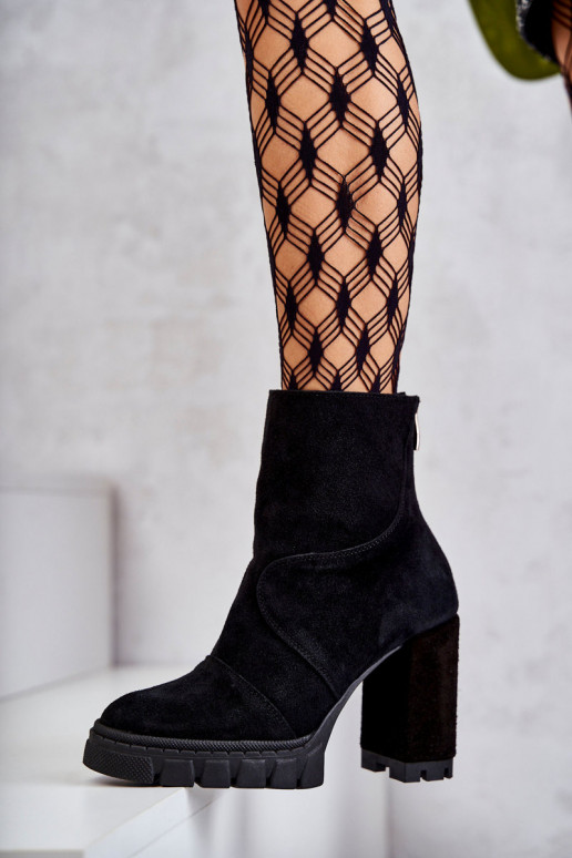 Suede Boots On Heel Black Elia Suede Boots On Heel Black Elia