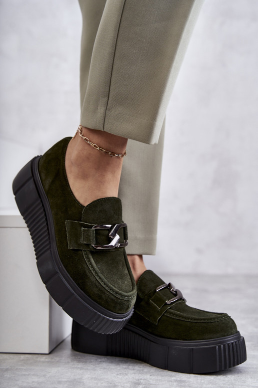 Fashionable suede shoes on the platform Khaki Marsol Fashionable suede shoes on the platform Khaki Marsol