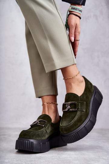 Fashionable suede shoes on the platform Khaki Marsol 2