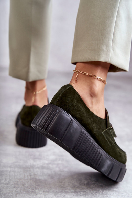 Fashionable suede shoes on the platform Khaki Marsol Fashionable suede shoes on the platform Khaki Marsol