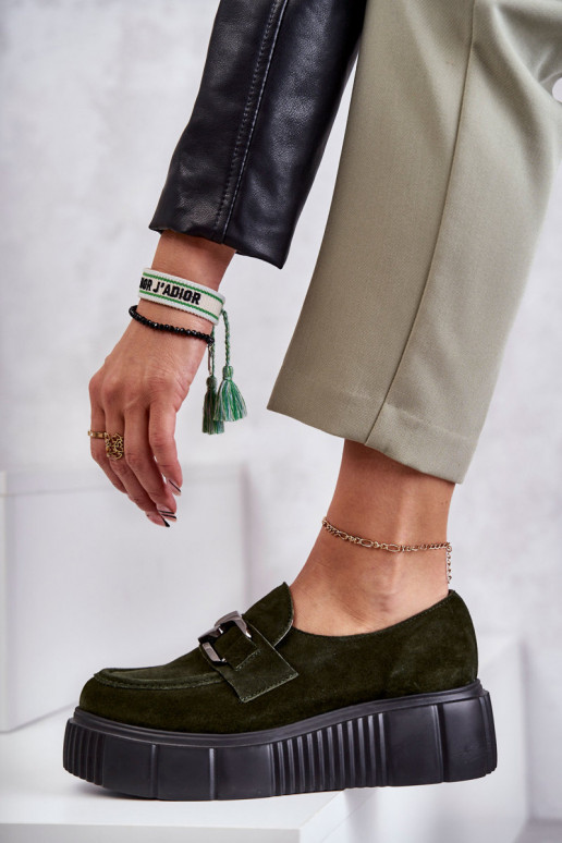 Fashionable suede shoes on the platform Khaki Marsol Fashionable suede shoes on the platform Khaki Marsol