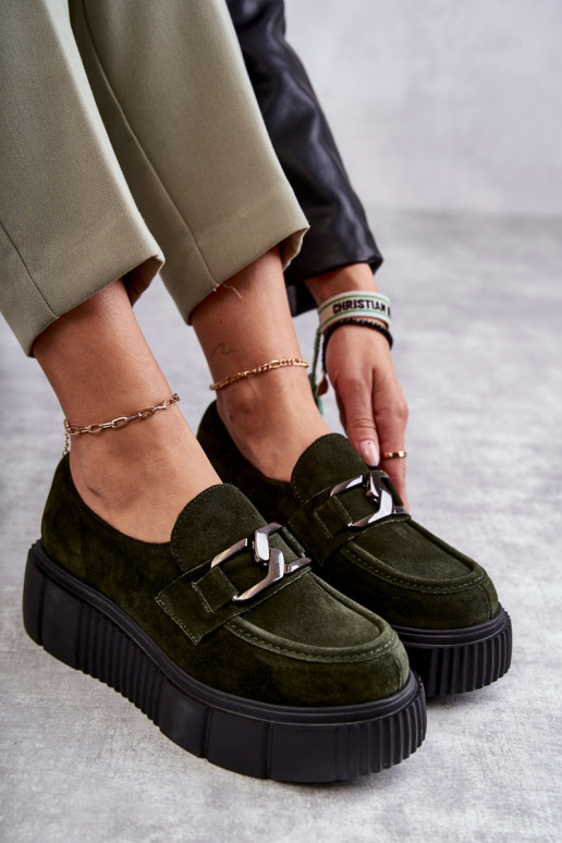 Fashionable suede shoes on the platform Khaki Marsol Fashionable suede shoes on the platform Khaki Marsol