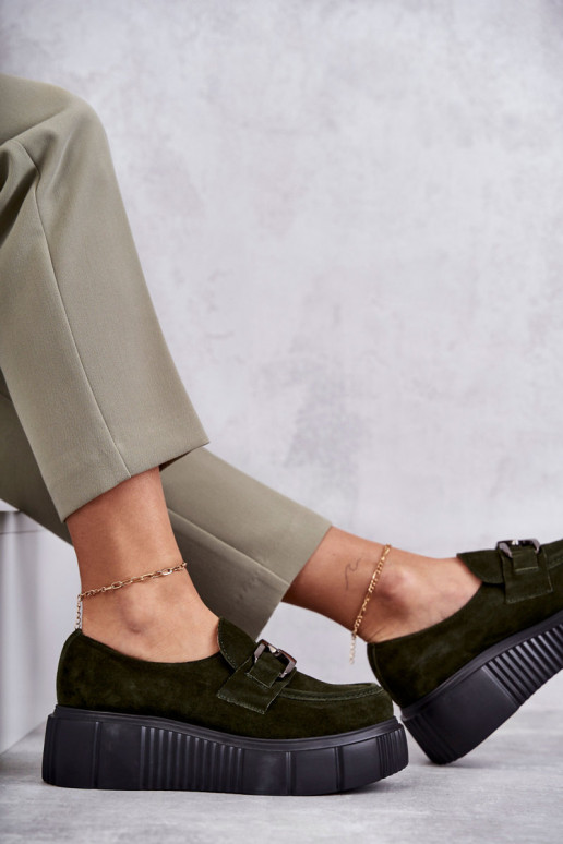 Fashionable suede shoes on the platform Khaki Marsol Fashionable suede shoes on the platform Khaki Marsol