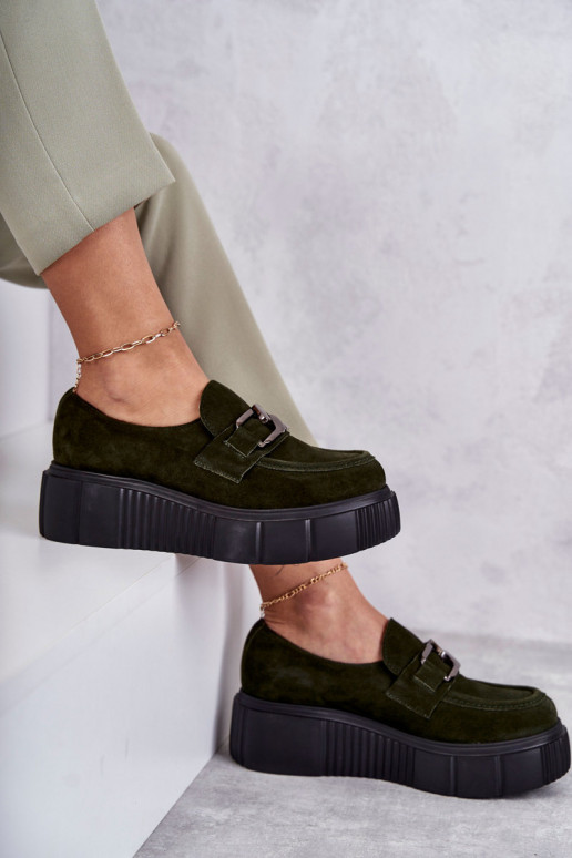 Fashionable suede shoes on the platform Khaki Marsol Fashionable suede shoes on the platform Khaki Marsol