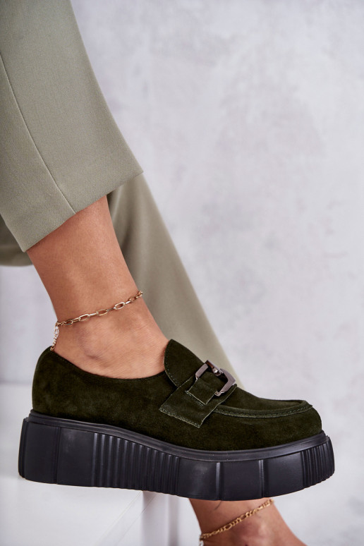 Fashionable suede shoes on the platform Khaki Marsol Fashionable suede shoes on the platform Khaki Marsol