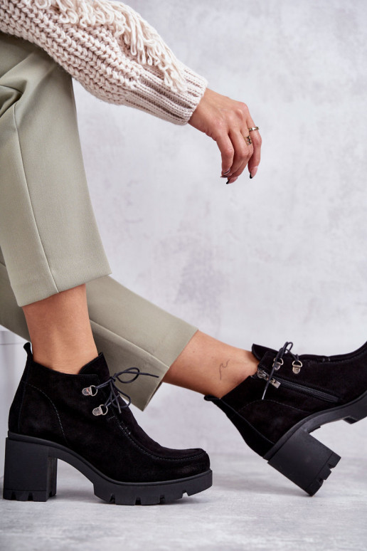 Women's Suede Boots Tied Black Marianne Women's Suede Boots Tied Black Marianne