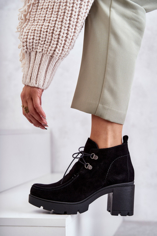 Women's Suede Boots Tied Black Marianne Women's Suede Boots Tied Black Marianne