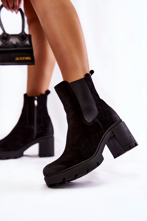 Women's Suede Boots On The Platform Black Martine Women's Suede Boots On The Platform Black Martine