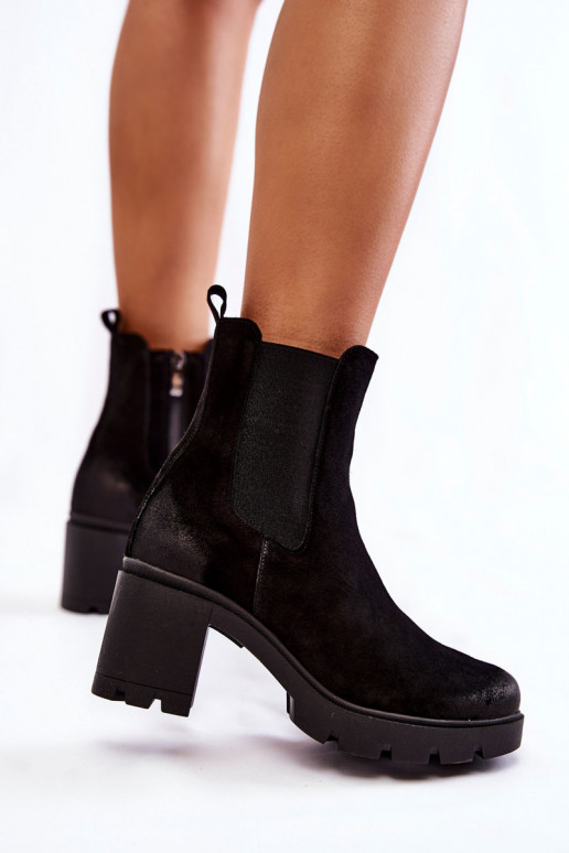 Women's Suede Boots On The Platform Black Martine Women's Suede Boots On The Platform Black Martine